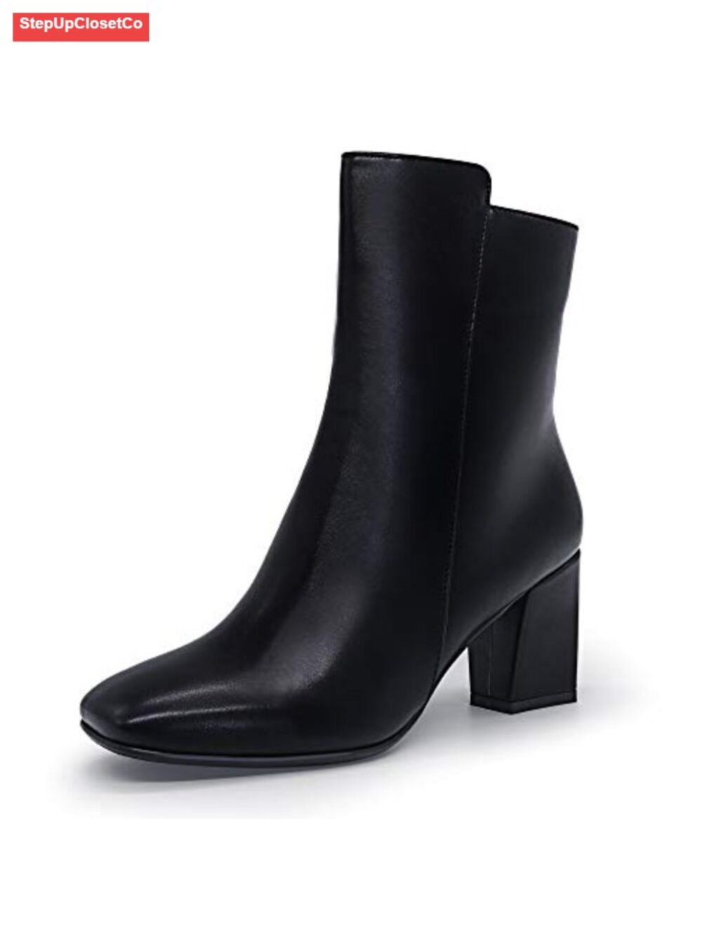 Square Toe Ankle Booties with 3-Inch Block Heel